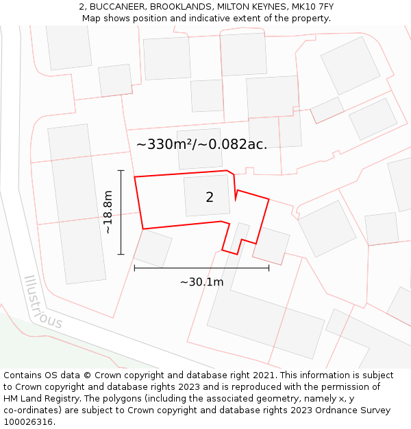 2, BUCCANEER, BROOKLANDS, MILTON KEYNES, MK10 7FY: Plot and title map