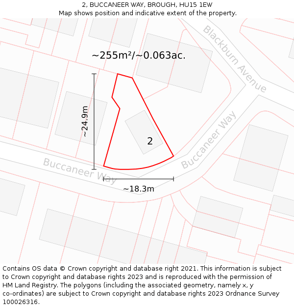 2, BUCCANEER WAY, BROUGH, HU15 1EW: Plot and title map