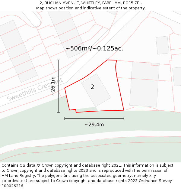 2, BUCHAN AVENUE, WHITELEY, FAREHAM, PO15 7EU: Plot and title map