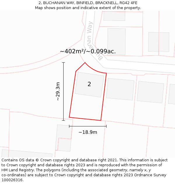 2, BUCHANAN WAY, BINFIELD, BRACKNELL, RG42 4FE: Plot and title map