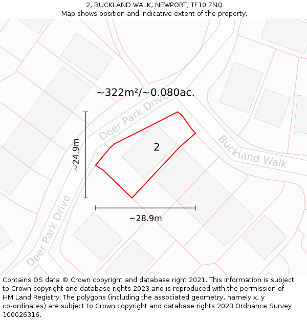 2, BUCKLAND WALK, NEWPORT, TF10 7NQ: Plot and title map