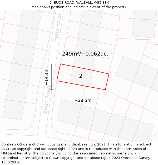 2, BUDE ROAD, WALSALL, WS5 3EX: Plot and title map