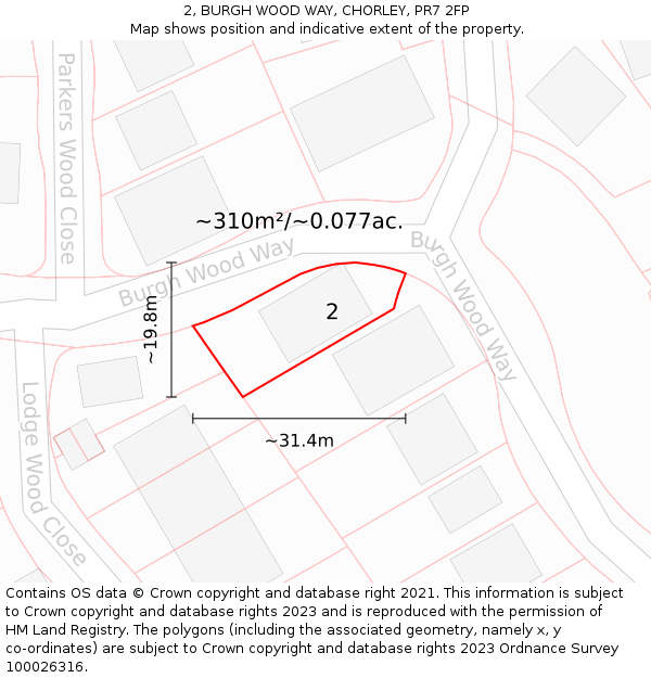 2, BURGH WOOD WAY, CHORLEY, PR7 2FP: Plot and title map