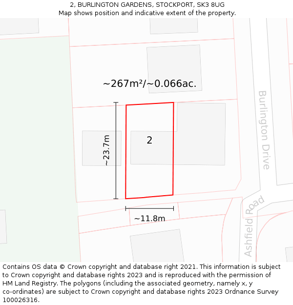 2, BURLINGTON GARDENS, STOCKPORT, SK3 8UG: Plot and title map