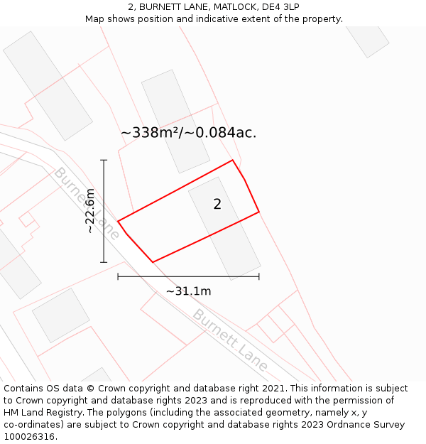 2, BURNETT LANE, MATLOCK, DE4 3LP: Plot and title map