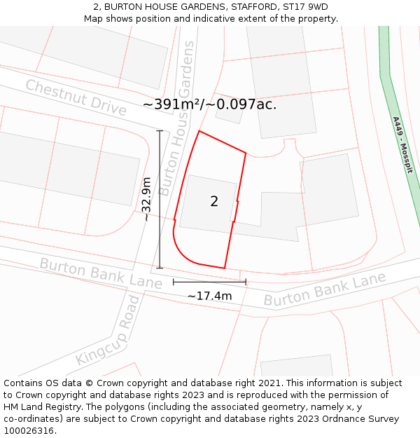 2, BURTON HOUSE GARDENS, STAFFORD, ST17 9WD: Plot and title map