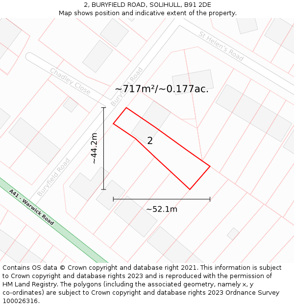 2, BURYFIELD ROAD, SOLIHULL, B91 2DE: Plot and title map