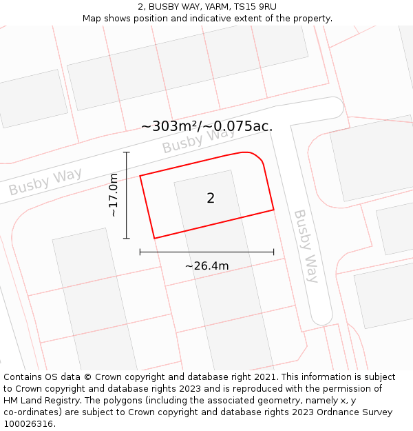 2, BUSBY WAY, YARM, TS15 9RU: Plot and title map
