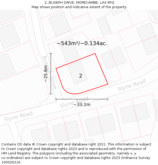 2, BUSEPH DRIVE, MORECAMBE, LA4 6PQ: Plot and title map