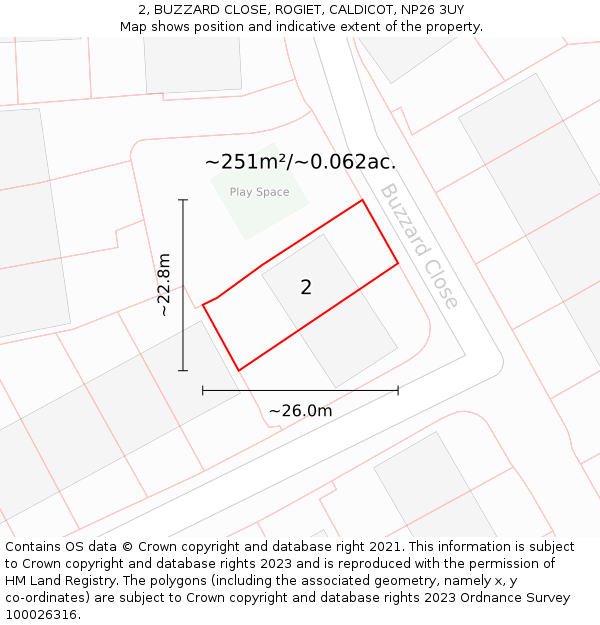 2, BUZZARD CLOSE, ROGIET, CALDICOT, NP26 3UY: Plot and title map