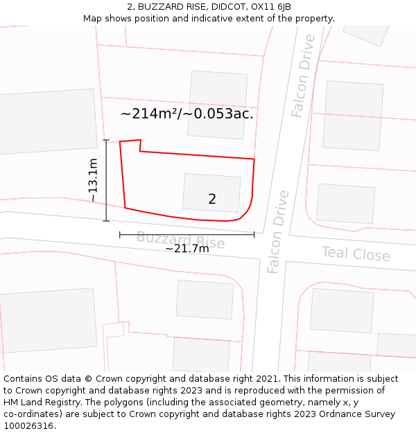 2, BUZZARD RISE, DIDCOT, OX11 6JB: Plot and title map