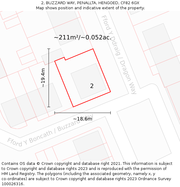 2, BUZZARD WAY, PENALLTA, HENGOED, CF82 6GX: Plot and title map