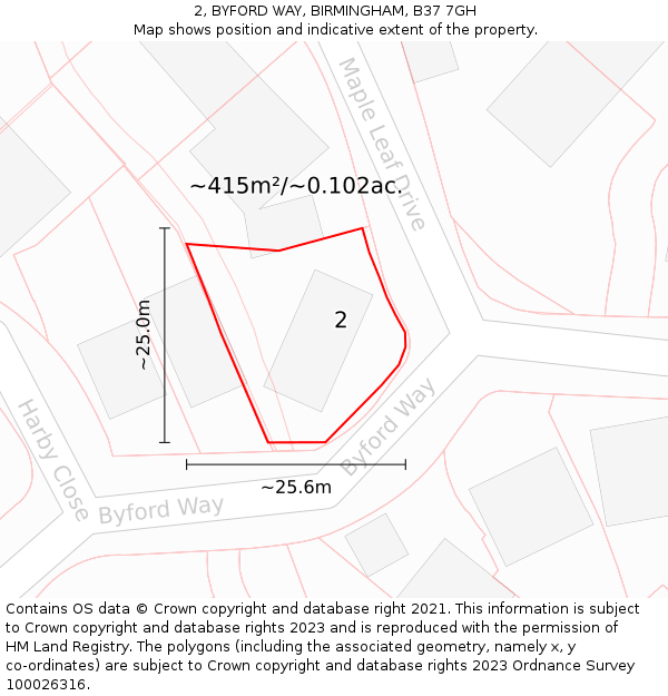2, BYFORD WAY, BIRMINGHAM, B37 7GH: Plot and title map