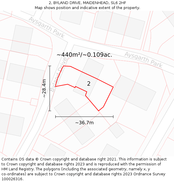 2, BYLAND DRIVE, MAIDENHEAD, SL6 2HF: Plot and title map
