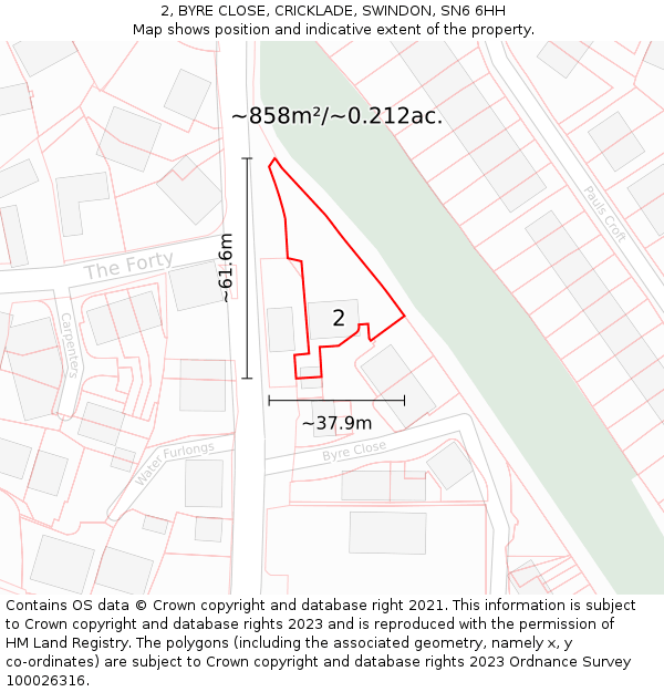2, BYRE CLOSE, CRICKLADE, SWINDON, SN6 6HH: Plot and title map