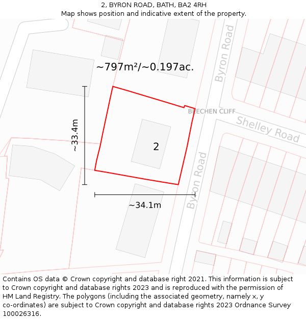2, BYRON ROAD, BATH, BA2 4RH: Plot and title map