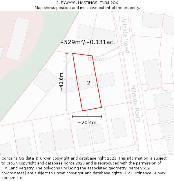 2, BYWAYS, HASTINGS, TN34 2QX: Plot and title map