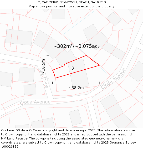 2, CAE DERW, BRYNCOCH, NEATH, SA10 7FG: Plot and title map