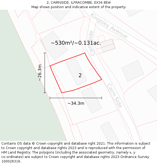 2, CAIRNSIDE, ILFRACOMBE, EX34 8EW: Plot and title map