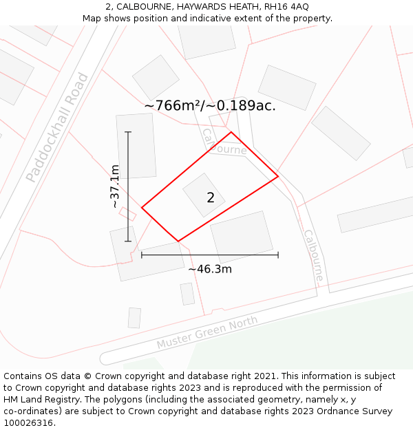 2, CALBOURNE, HAYWARDS HEATH, RH16 4AQ: Plot and title map