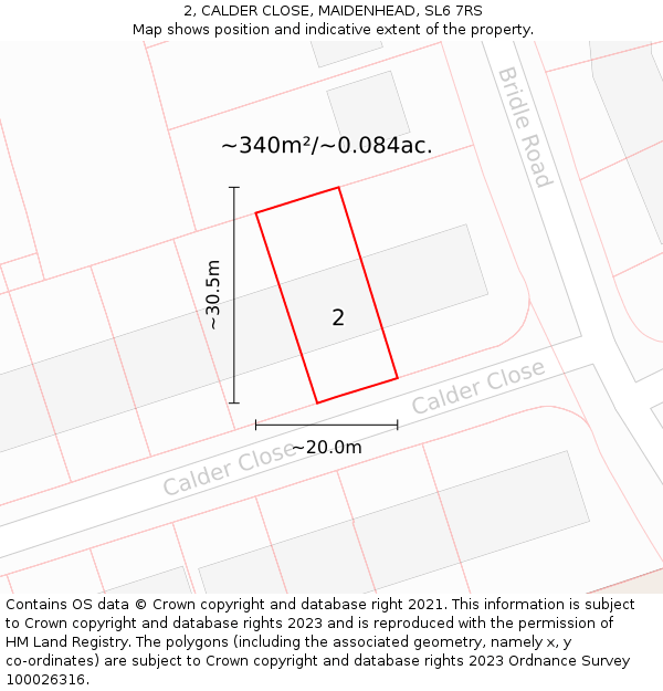 2, CALDER CLOSE, MAIDENHEAD, SL6 7RS: Plot and title map