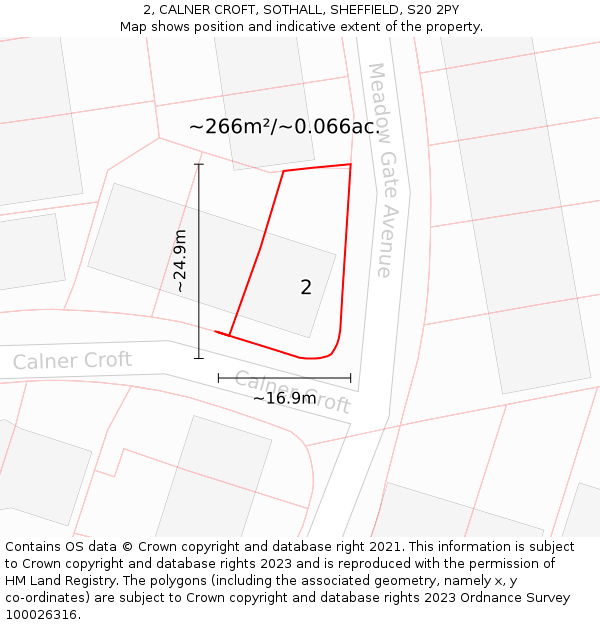 2, CALNER CROFT, SOTHALL, SHEFFIELD, S20 2PY: Plot and title map