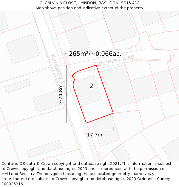 2, CALVINIA CLOSE, LAINDON, BASILDON, SS15 4FG: Plot and title map