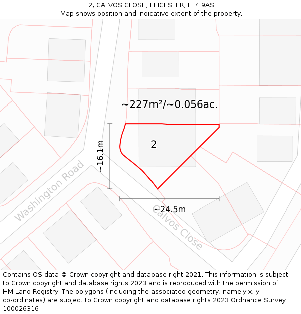 2, CALVOS CLOSE, LEICESTER, LE4 9AS: Plot and title map