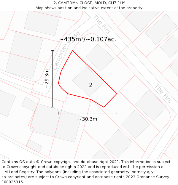 2, CAMBRIAN CLOSE, MOLD, CH7 1HY: Plot and title map