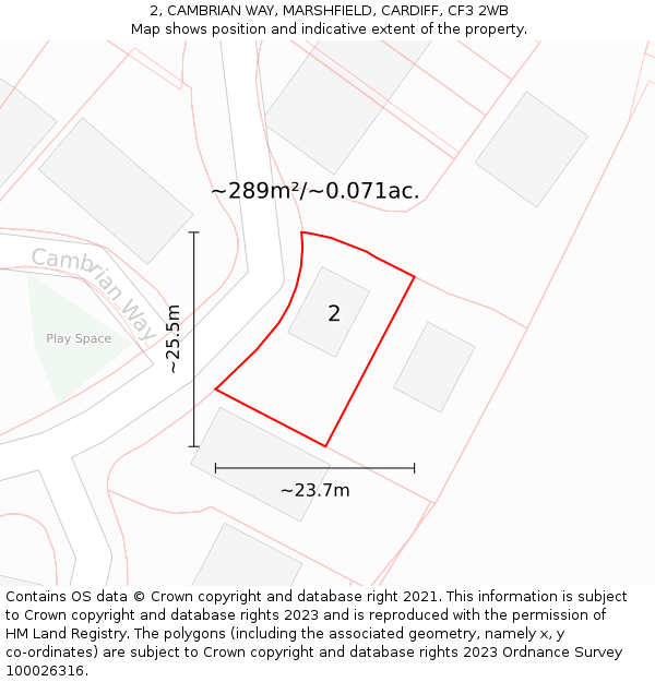 2, CAMBRIAN WAY, MARSHFIELD, CARDIFF, CF3 2WB: Plot and title map