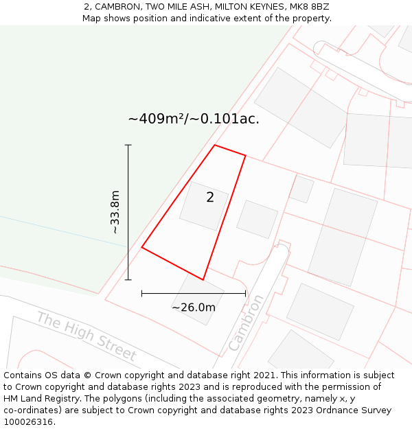 2, CAMBRON, TWO MILE ASH, MILTON KEYNES, MK8 8BZ: Plot and title map