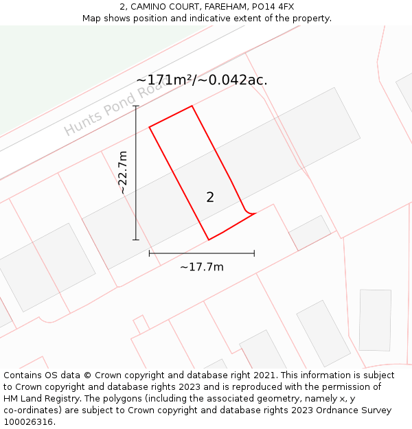 2, CAMINO COURT, FAREHAM, PO14 4FX: Plot and title map