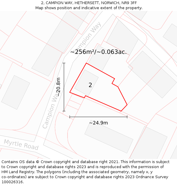 2, CAMPION WAY, HETHERSETT, NORWICH, NR9 3FF: Plot and title map