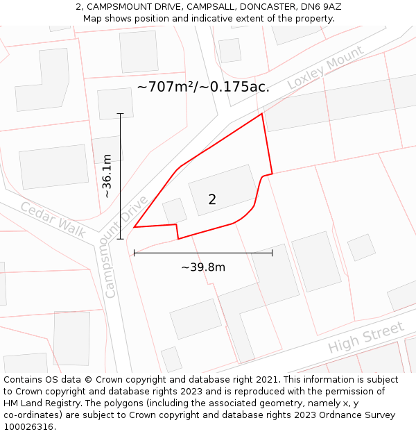 2, CAMPSMOUNT DRIVE, CAMPSALL, DONCASTER, DN6 9AZ: Plot and title map
