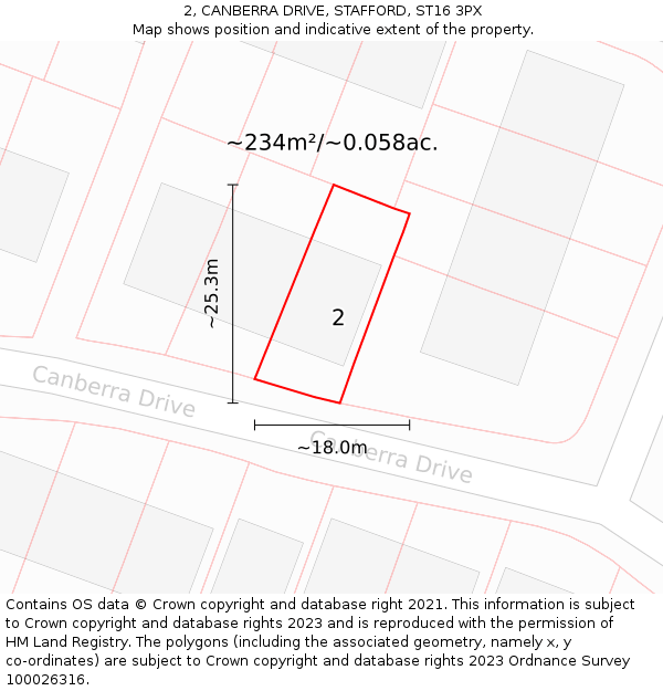 2, CANBERRA DRIVE, STAFFORD, ST16 3PX: Plot and title map