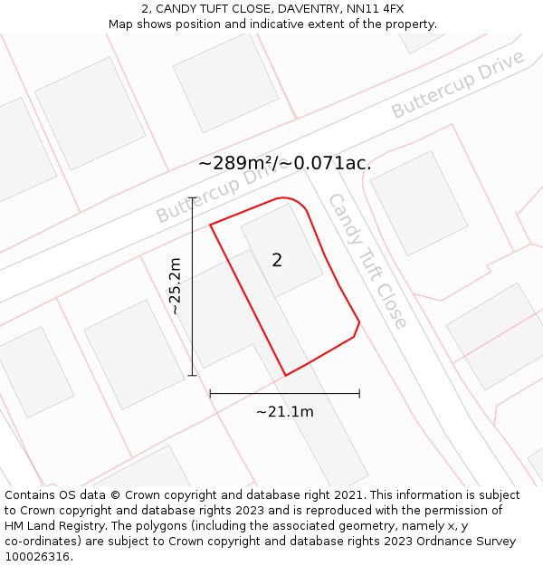 2, CANDY TUFT CLOSE, DAVENTRY, NN11 4FX: Plot and title map