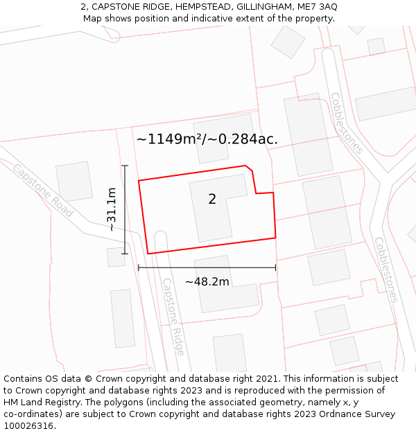 2, CAPSTONE RIDGE, HEMPSTEAD, GILLINGHAM, ME7 3AQ: Plot and title map