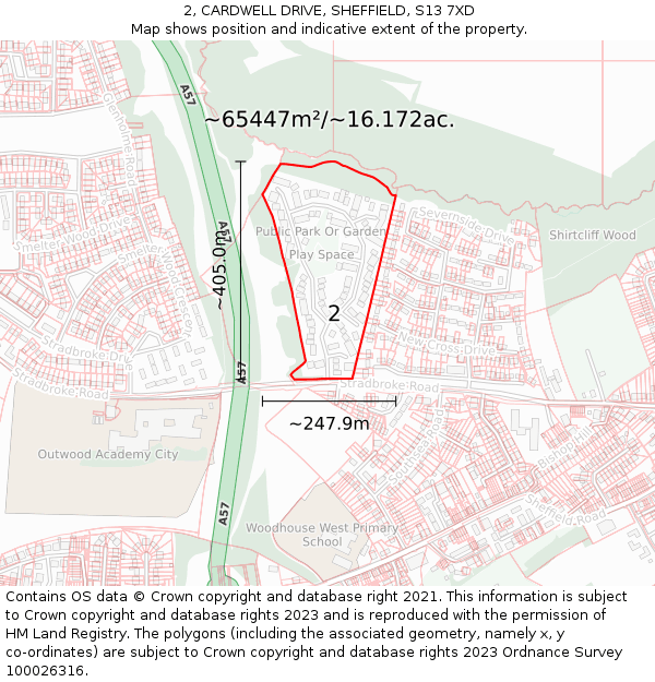 2, CARDWELL DRIVE, SHEFFIELD, S13 7XD: Plot and title map
