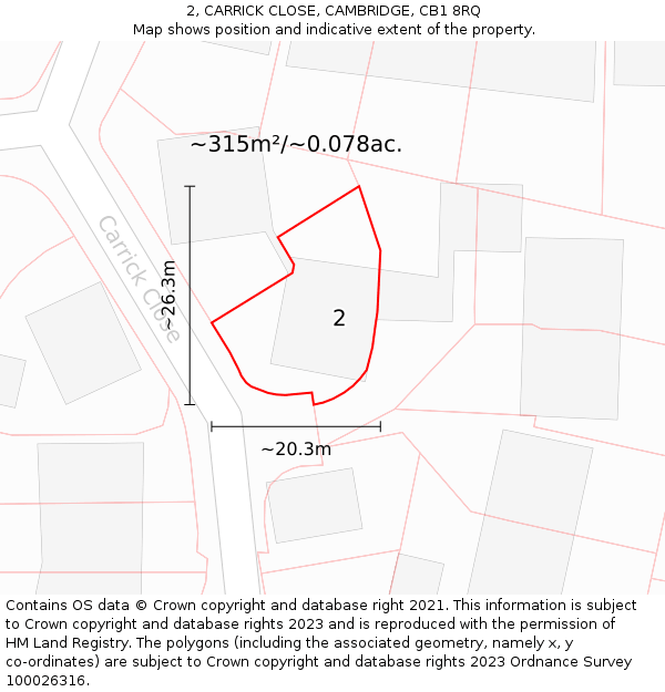 2, CARRICK CLOSE, CAMBRIDGE, CB1 8RQ: Plot and title map
