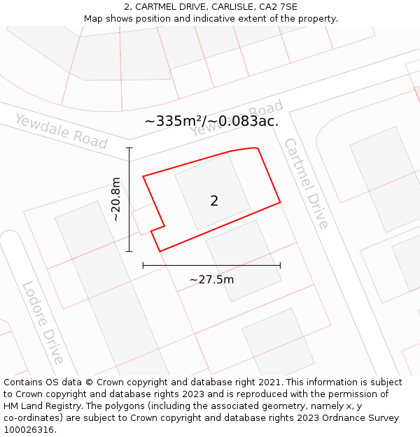 2, CARTMEL DRIVE, CARLISLE, CA2 7SE: Plot and title map