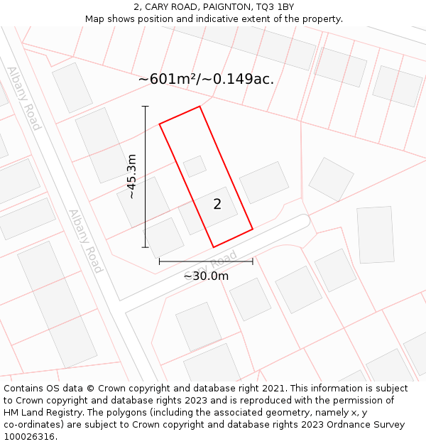 2, CARY ROAD, PAIGNTON, TQ3 1BY: Plot and title map