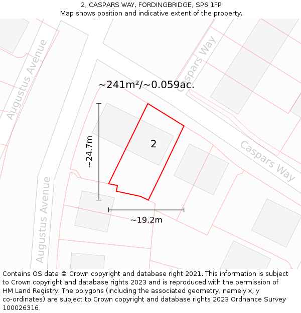 2, CASPARS WAY, FORDINGBRIDGE, SP6 1FP: Plot and title map