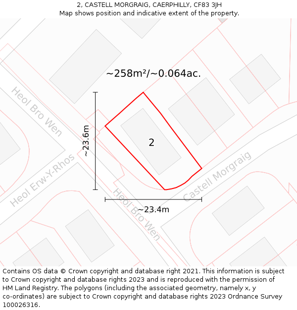 2, CASTELL MORGRAIG, CAERPHILLY, CF83 3JH: Plot and title map
