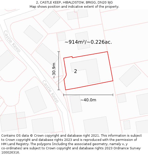 2, CASTLE KEEP, HIBALDSTOW, BRIGG, DN20 9JG: Plot and title map