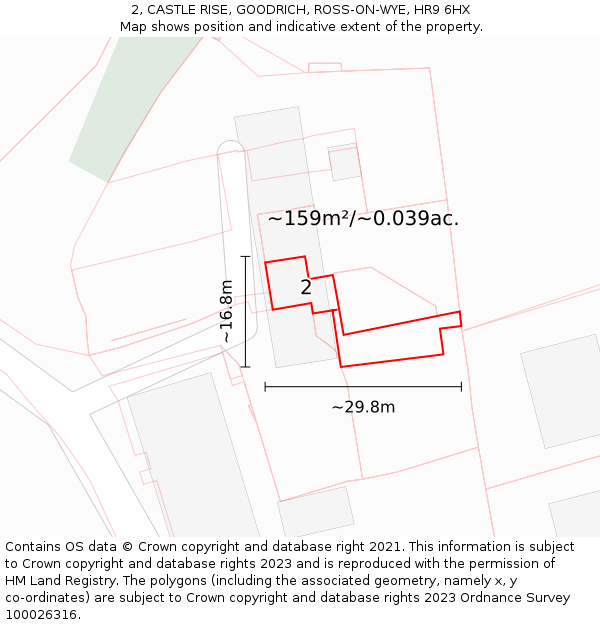 2, CASTLE RISE, GOODRICH, ROSS-ON-WYE, HR9 6HX: Plot and title map
