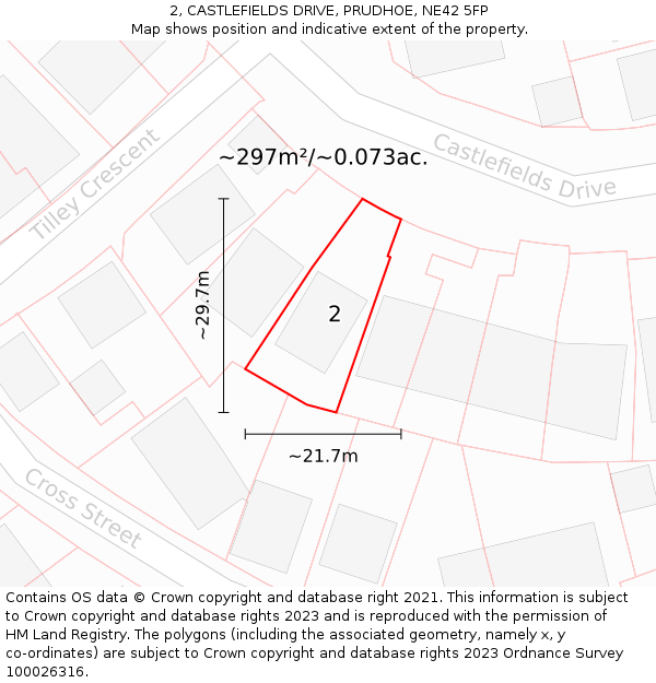 2, CASTLEFIELDS DRIVE, PRUDHOE, NE42 5FP: Plot and title map
