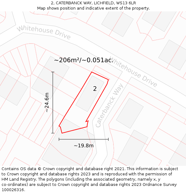 2, CATERBANCK WAY, LICHFIELD, WS13 6LR: Plot and title map