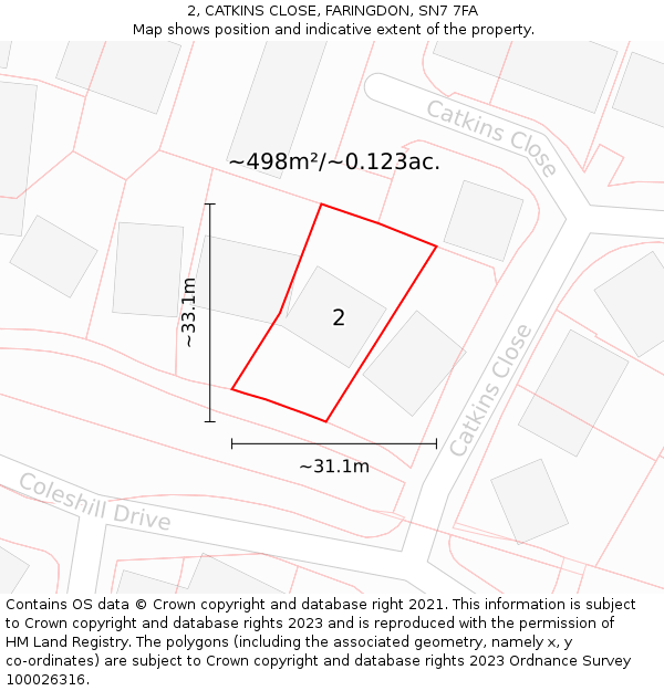 2, CATKINS CLOSE, FARINGDON, SN7 7FA: Plot and title map