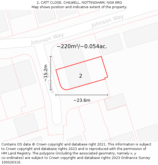 2, CATT CLOSE, CHILWELL, NOTTINGHAM, NG9 6RG: Plot and title map