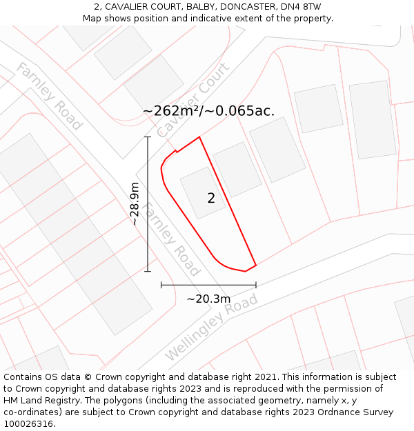 2, CAVALIER COURT, BALBY, DONCASTER, DN4 8TW: Plot and title map